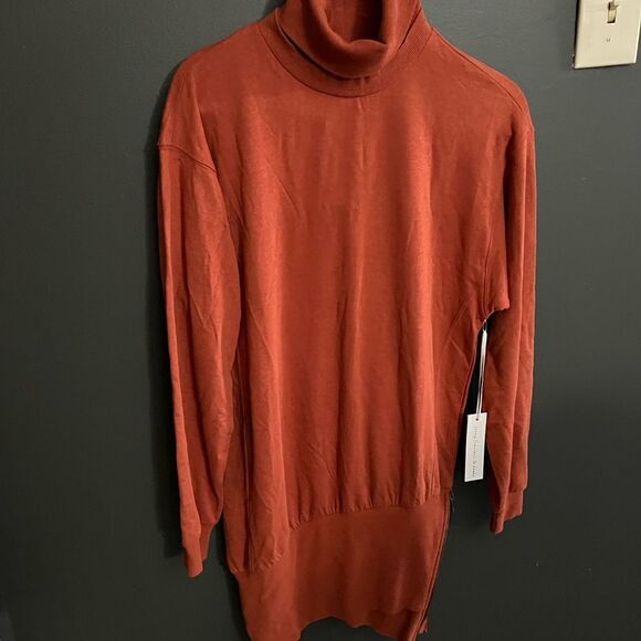 YOUNG FABULOUS AND BROKE Turtleneck Asymmetrical Sweater Side Zipper NWT Size S - Picture 4 of 14